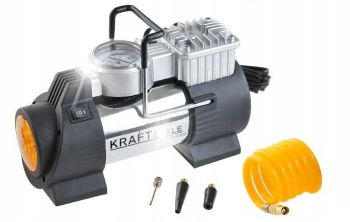 KOMPRESOR SAMOCHODOWY 12V 190V 40L/min wbudowana latarka LED + 2 adaptery