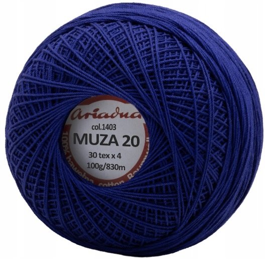 Kordonek Ariadna MUZA 20 100g/830m kolor 1403 Chabrowy