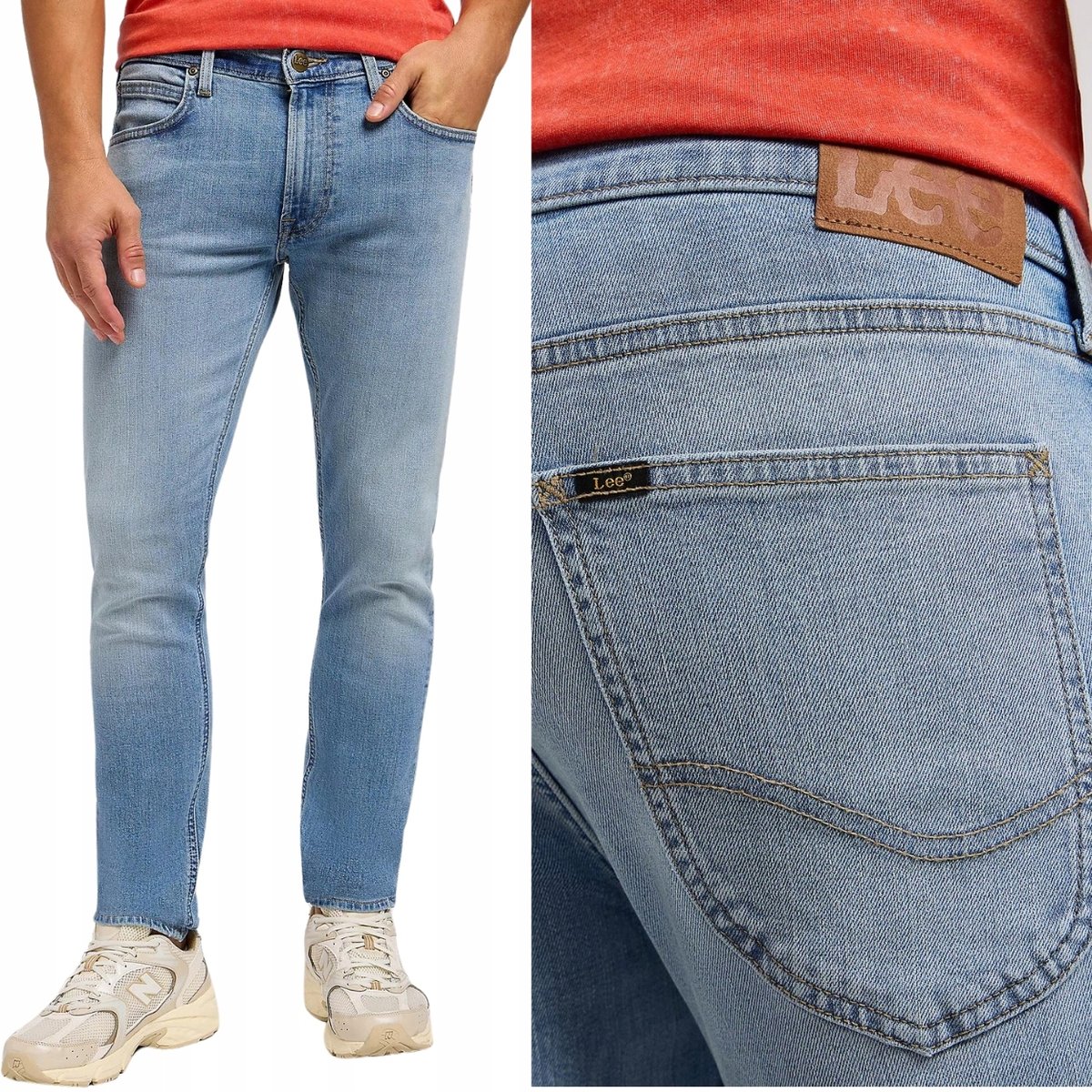 Lee LUKE SLIM Blue Wave mocno zwężane spodnie jeansowe na lato W36 L32