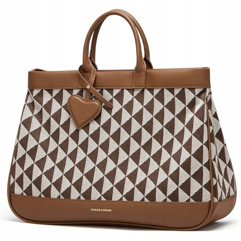 Cnolés - Skórzana Torebka Damska Shopper Tote na Ramię - Brązowa