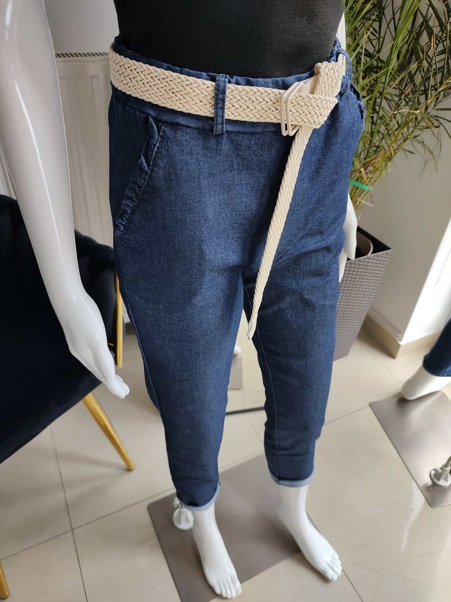 Bawełniane spodnie na gumce - niebieski 2XL