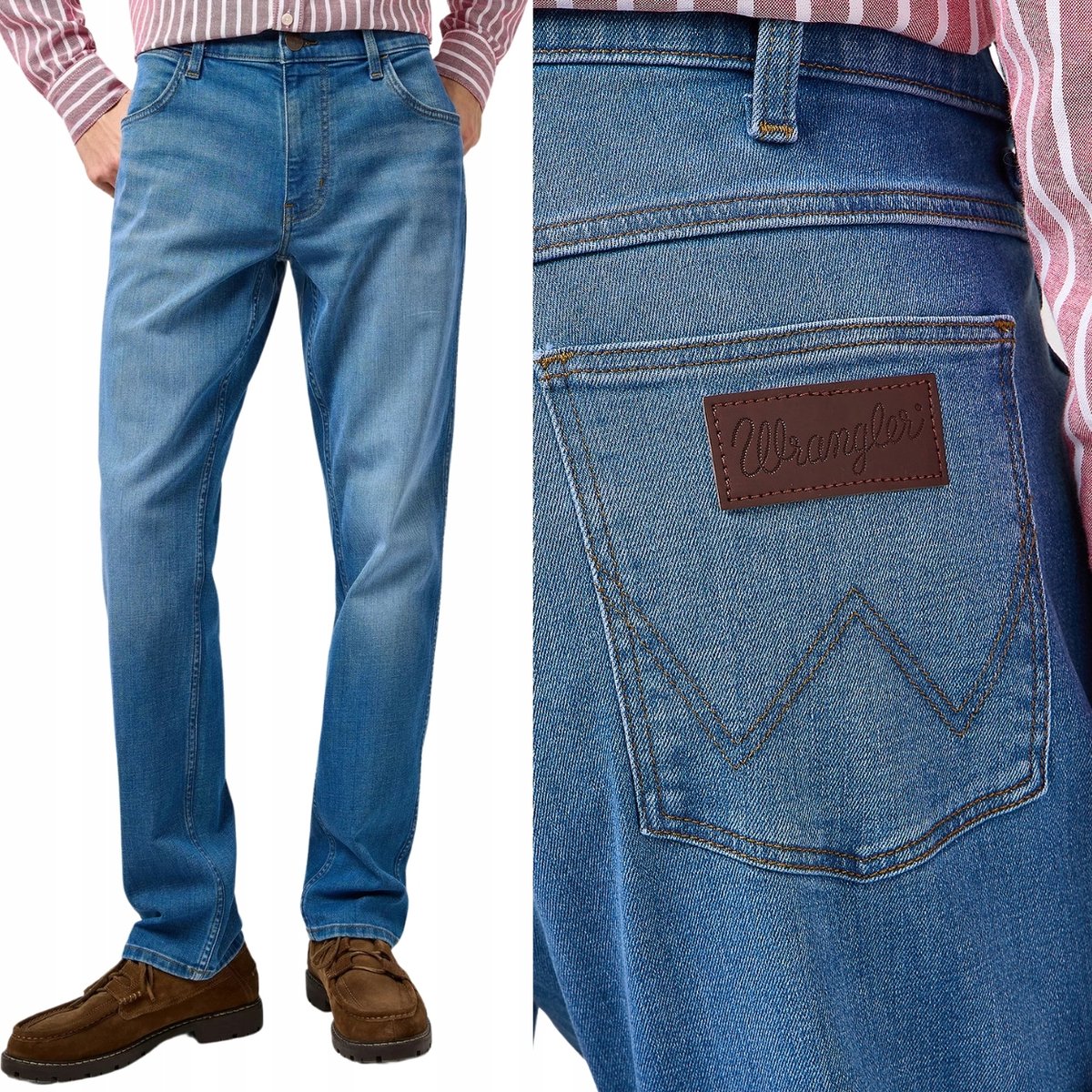 Wrangler GREENSBORO Mosaic proste wygodne spodnie jeansowe na lato W30 L32