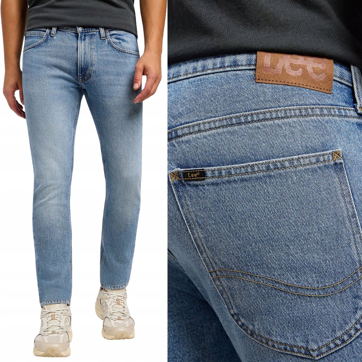 Lee LUKE SLIM Pool Days BLUE DżINS mocno zwężane spodnie jeansowe W28 L32