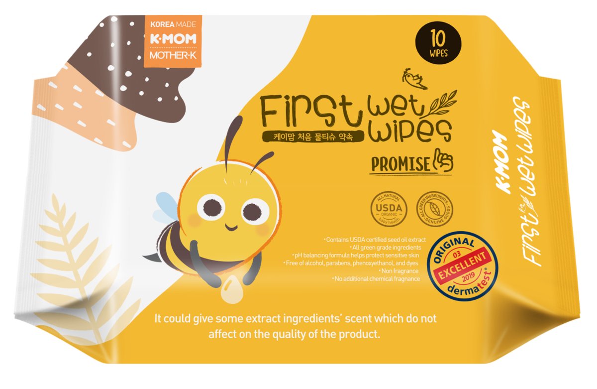 Organiczne chusteczki nawilżające K-Mom 10 szt