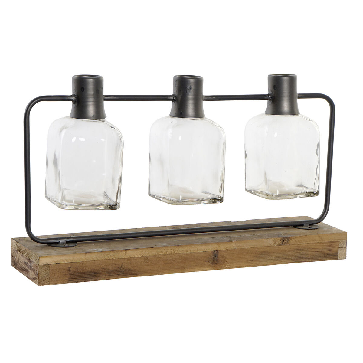 Wazon DKD Home Decor Czarny Naturalny Metal Szkło Drewno paulowni 49 x 11 x 27 cm (3 Części)