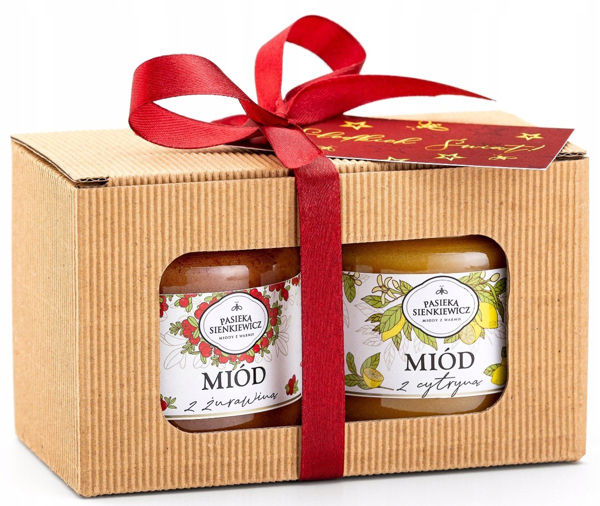 ZESTAW PREZENTOWY MIÓD Z DODATKAMI, UPOMINEK - MIÓD 2x250g