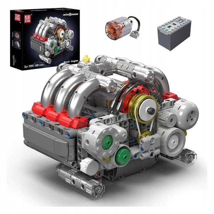 KLOCKI MOULD KING 10193 SILNIK PORSHE BOXER FLAT-6 ENGINE 609 EL.