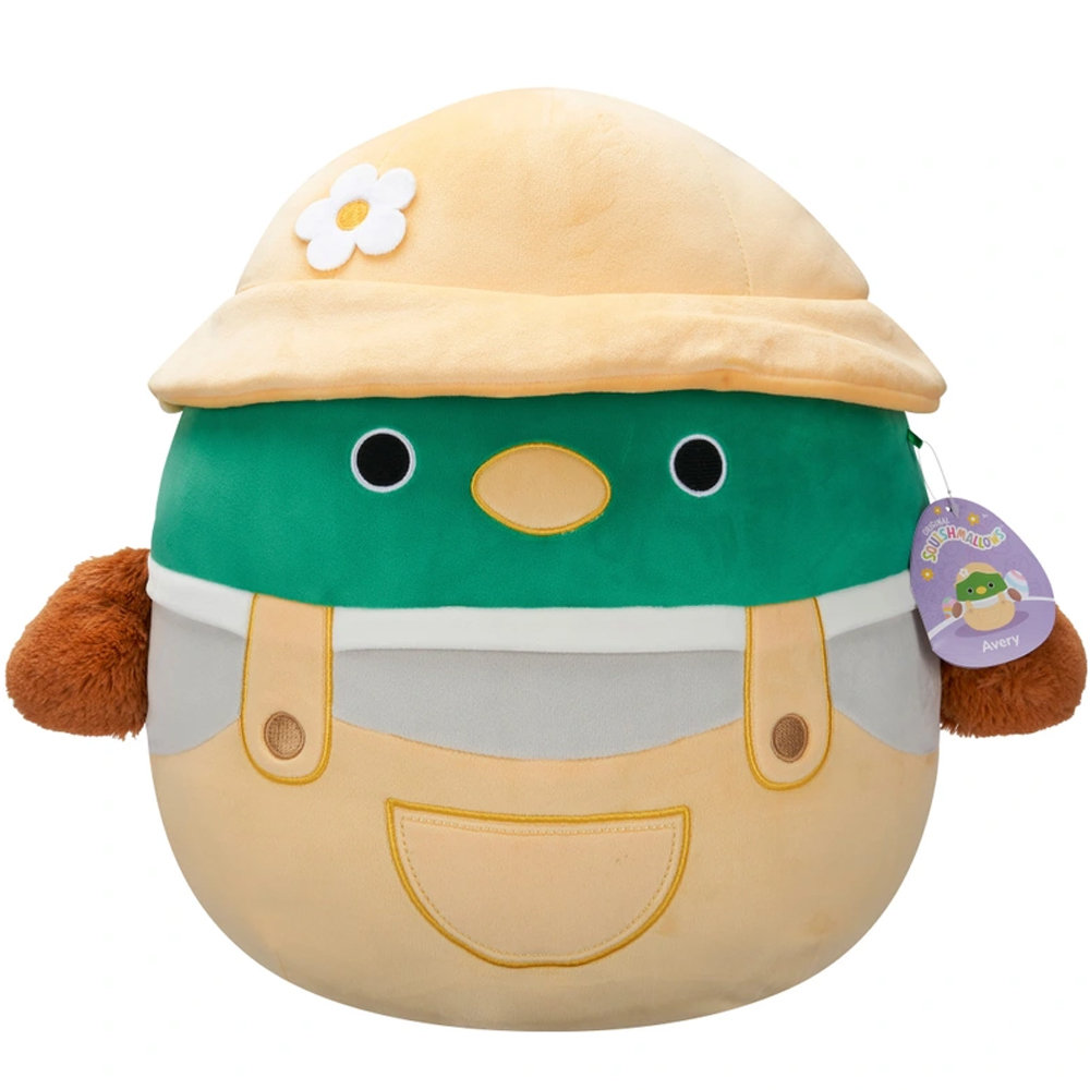 Squishmallows Pluszak Avery 40 cm Kaczorek Pluszak Oryginalny Kapelusz z Kwiatkiem