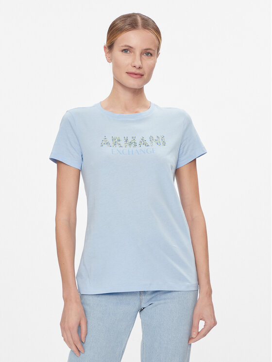Armani Exchange T-Shirt 3DYT13 YJ8QZ 15DD Błękitny Regular Fit