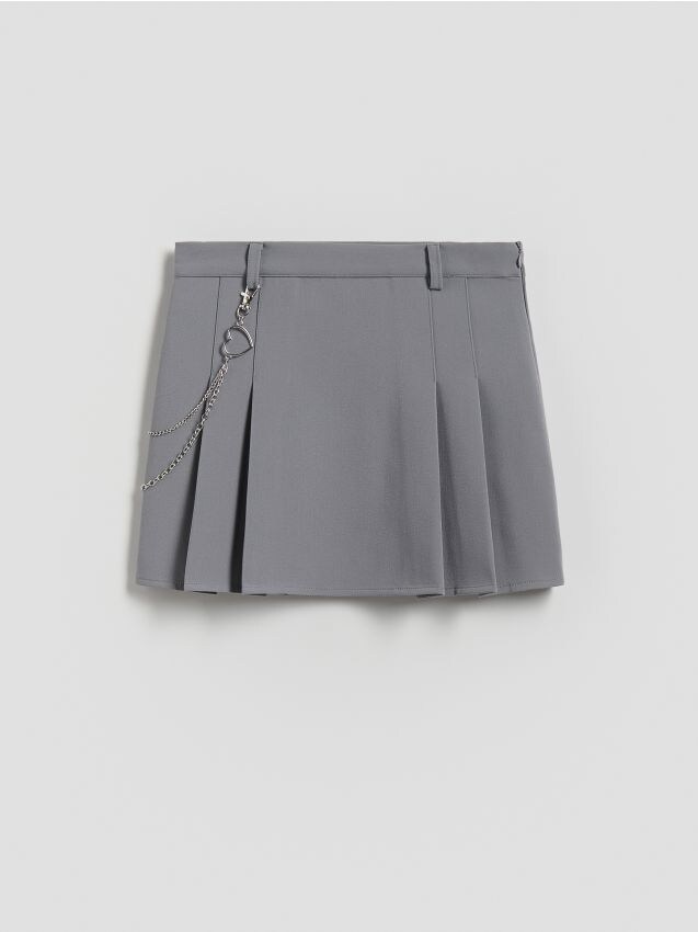 Reserved - Plisowana spódnica z łańcuszkiem - ciemnoszary