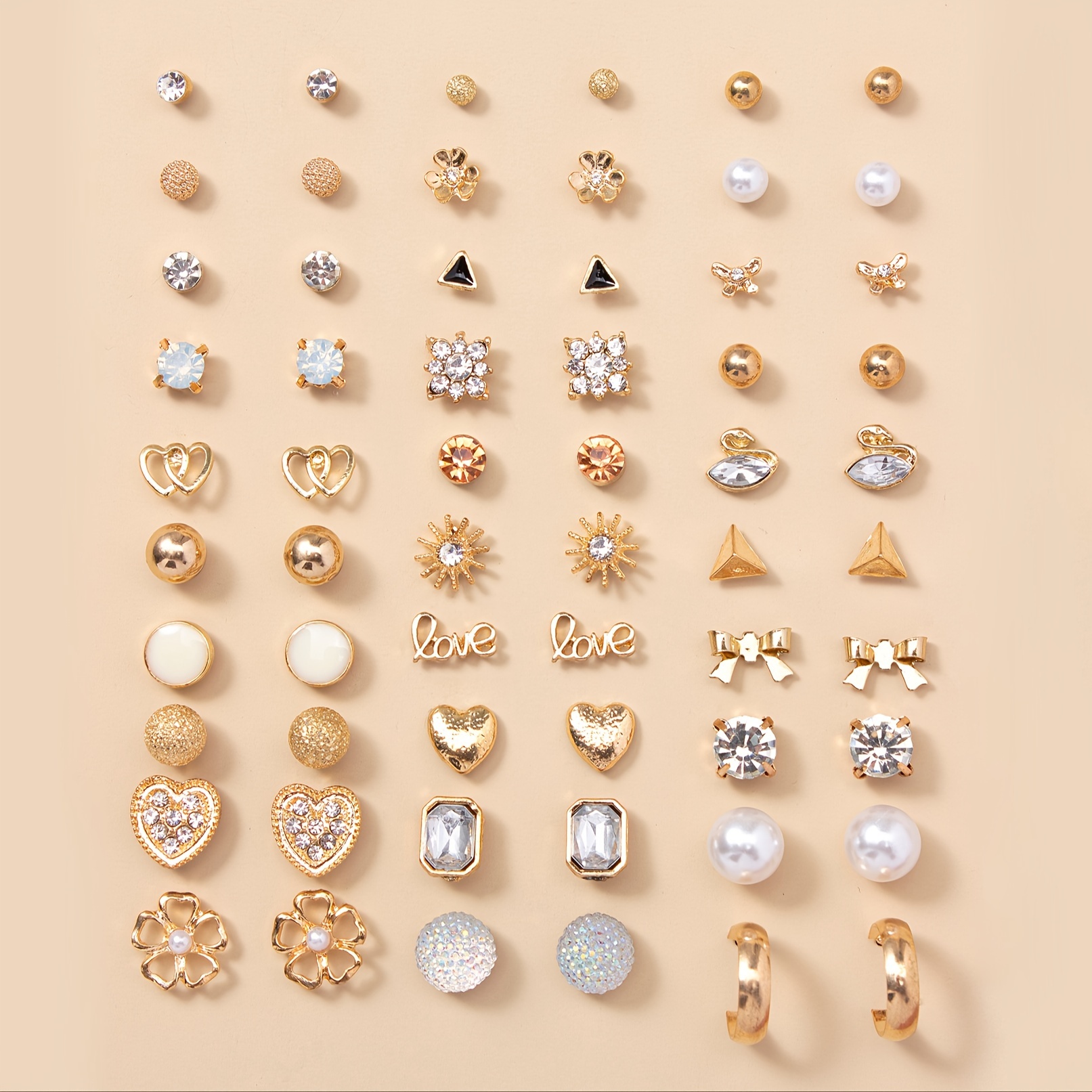 TEMU 30 Liﾅ嫩i, , MiﾅＰﾅ崙�, Straszy Kamieﾅ�, Kwiat, Metal, Nierdzewna Stal, Zestaw Kolczykﾃｳw Dla Kobiet, Prezent ﾅ嗹iﾄ�teczny, Biﾅｼuteria