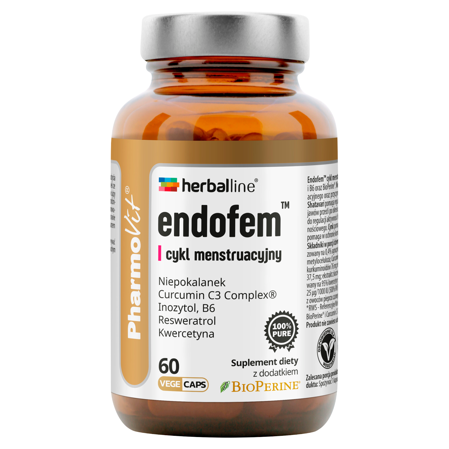 Pharmovit Herballine Endofem, cykl menstruacyjny, 60 kapsułek