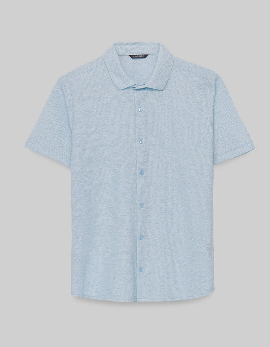 Koszula canonica 00531 na krótki rękaw błękit slim fit
