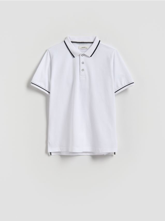 Reserved - T-shirt polo - biały