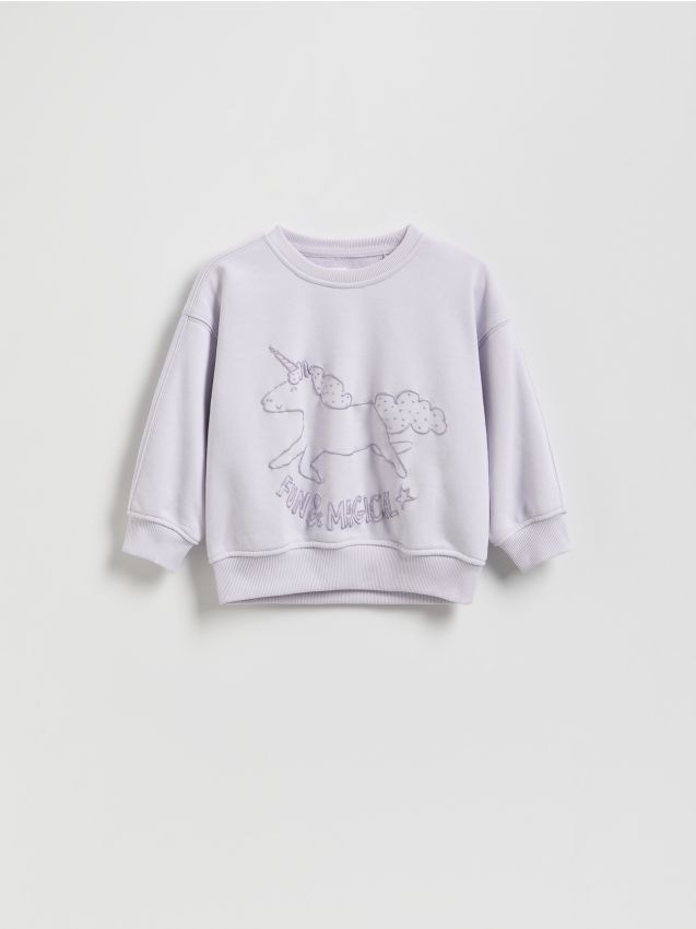 Reserved - Bluza z haftowanym wzorem - lawendowy