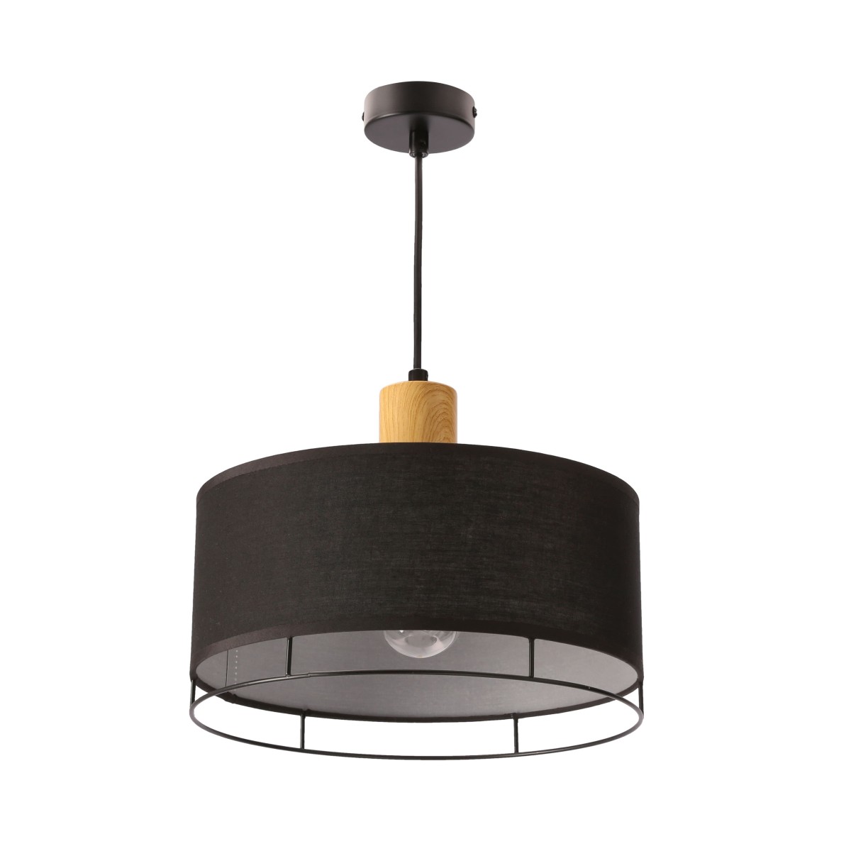 Lampa wisząca z abażurem na żarówkę E27, czarna 31-38371 z serii ARDI