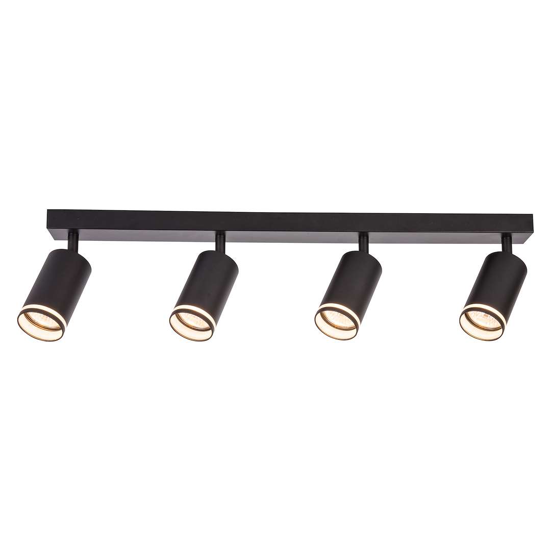 Podłużna lampa sufitowa z reflektorami, czarna ML2073 z serii PIPE