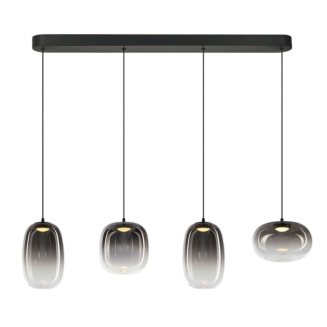 Czarna lampa wisząca LED, cztery zwisy na listwie ML1407 z serii VASO
