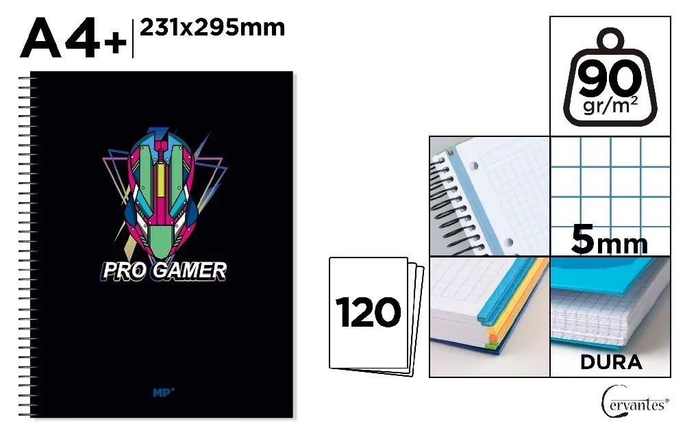 Cervantes Notatnik A4+/120K kołowy kratka pro gamer