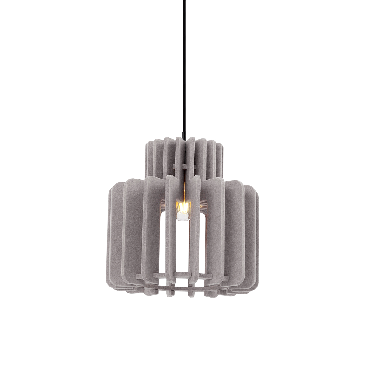 QAZQA Retro Lampa Wisząca Czarna z Abażurem Taupe - Felt