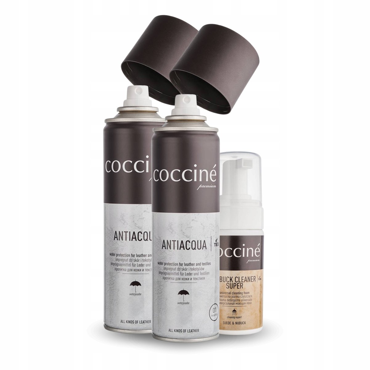 Coccine Zestaw 2x Impregnat Antiacqua Pianka Czyszcząca do Butów z Zamszu