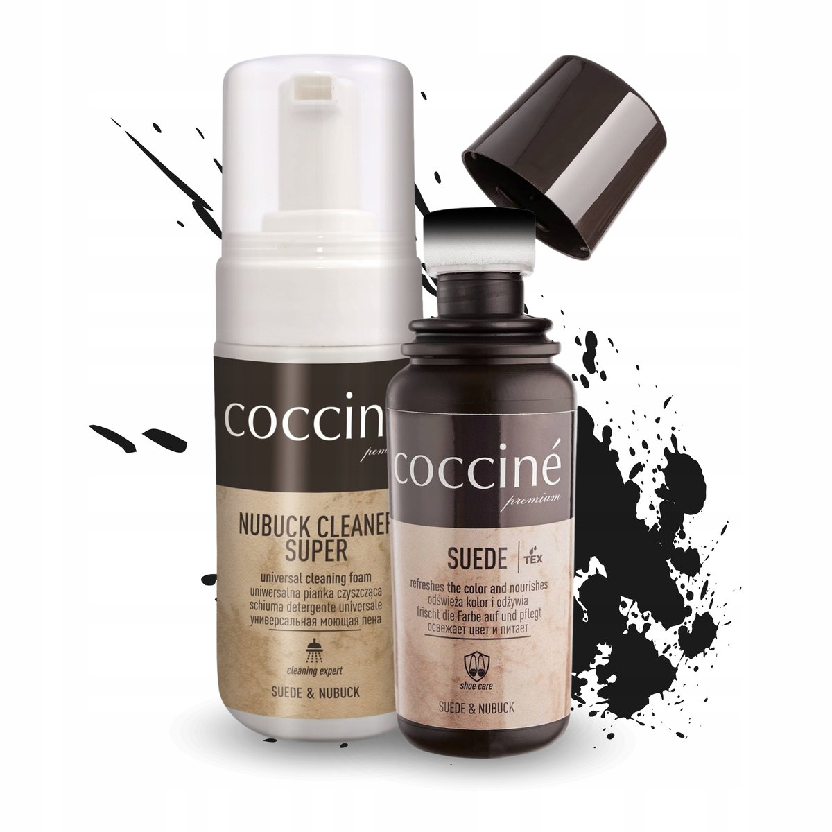 Zestaw do Renowacji Butów Zamszowych Nubuku Farba Czarna Pianka Czyszcząca
