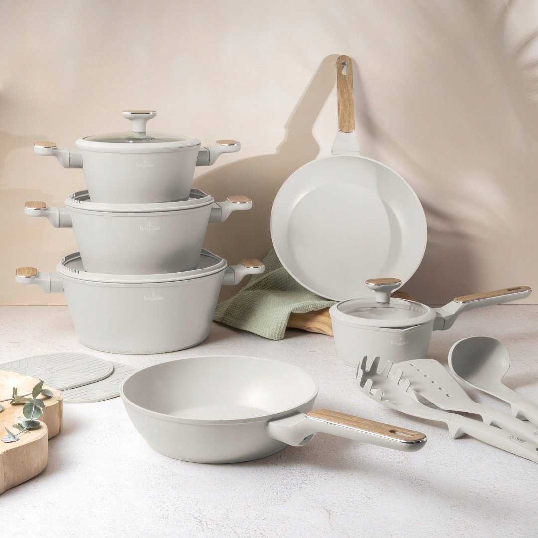 Zestaw 15 El. Garnki, Patelnie, Akcesoria Z Elementami Drewna Berlingerhaus