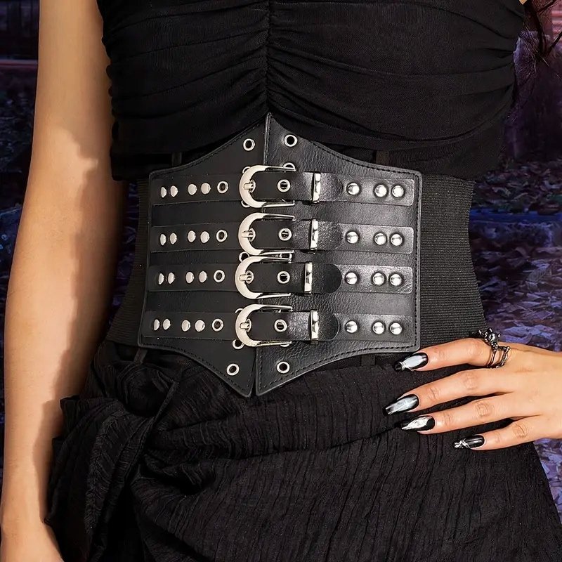 Pas Gorsetowy Szeroki Gotycki Lolita Harajuku Rock Gorset Klamry M 77 Cm