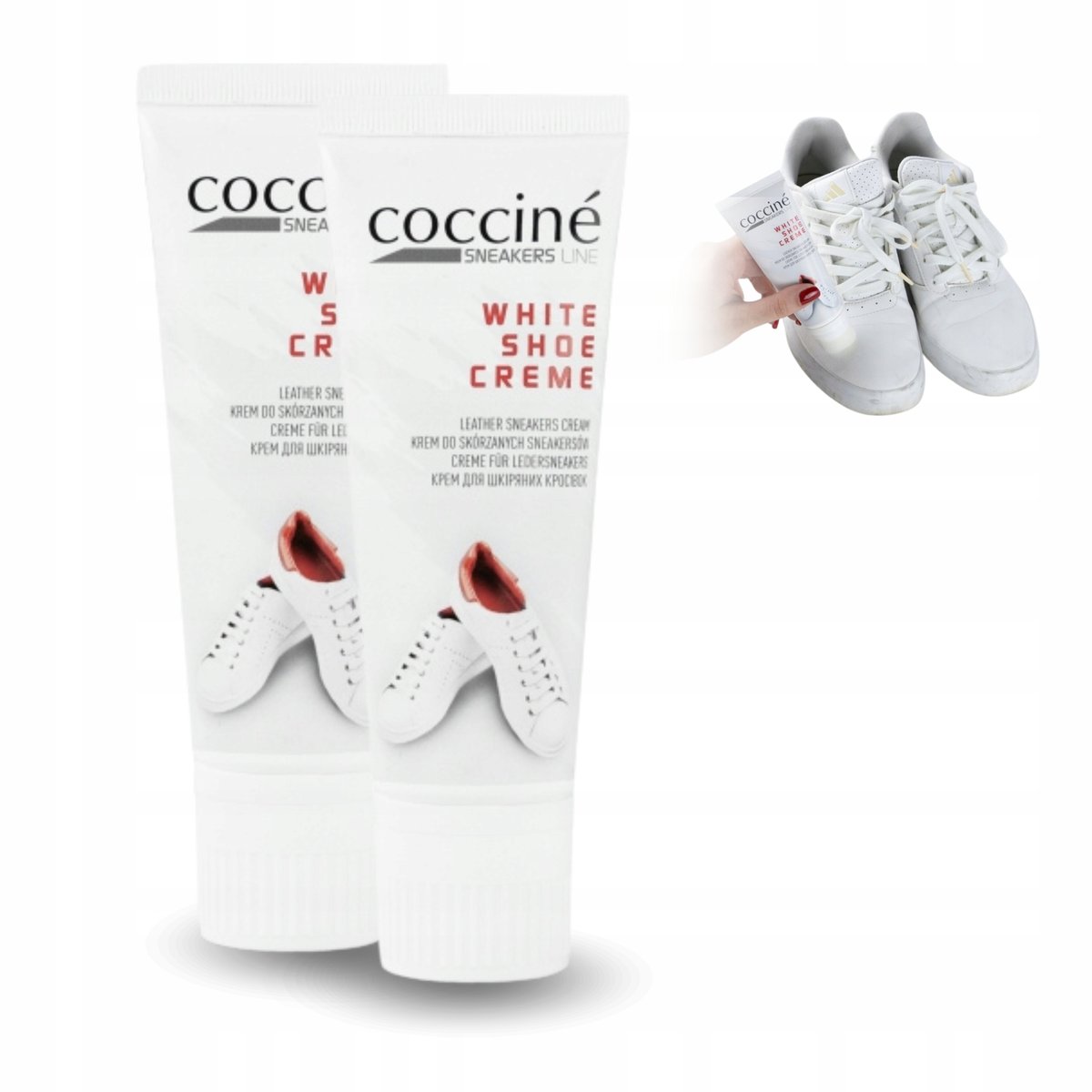 Sneakers Renowator do Białych Butów 2x Krem z Barwnikiem Wybielacz Coccine
