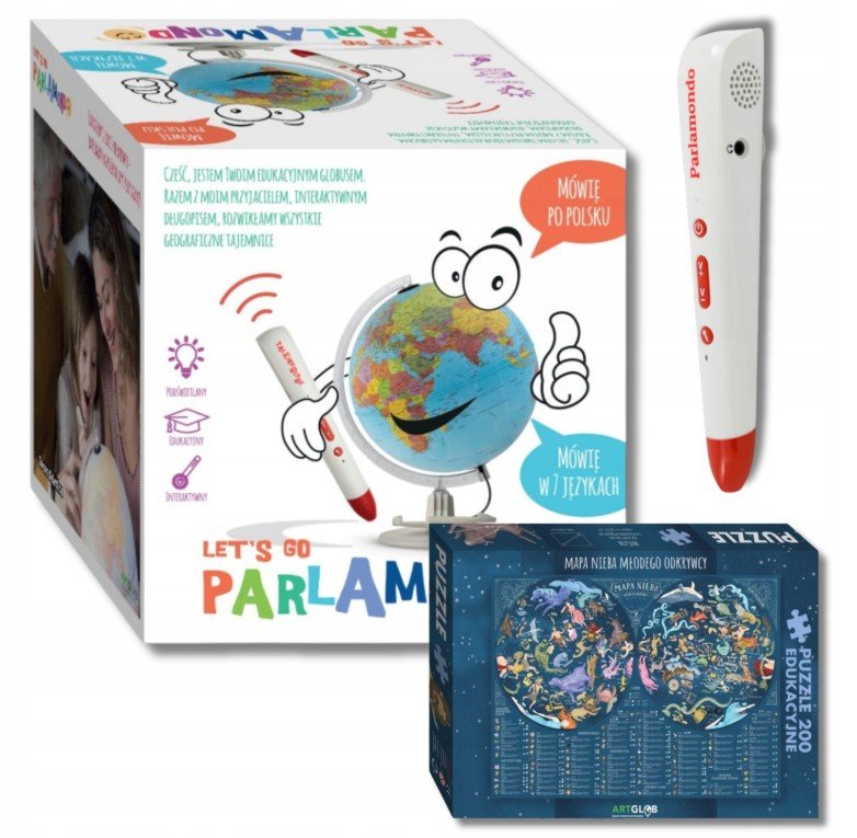 Globus INTERAKTYWNY PARLAMONDO z penem i puzzle MAPA NIEBA ArtGlob