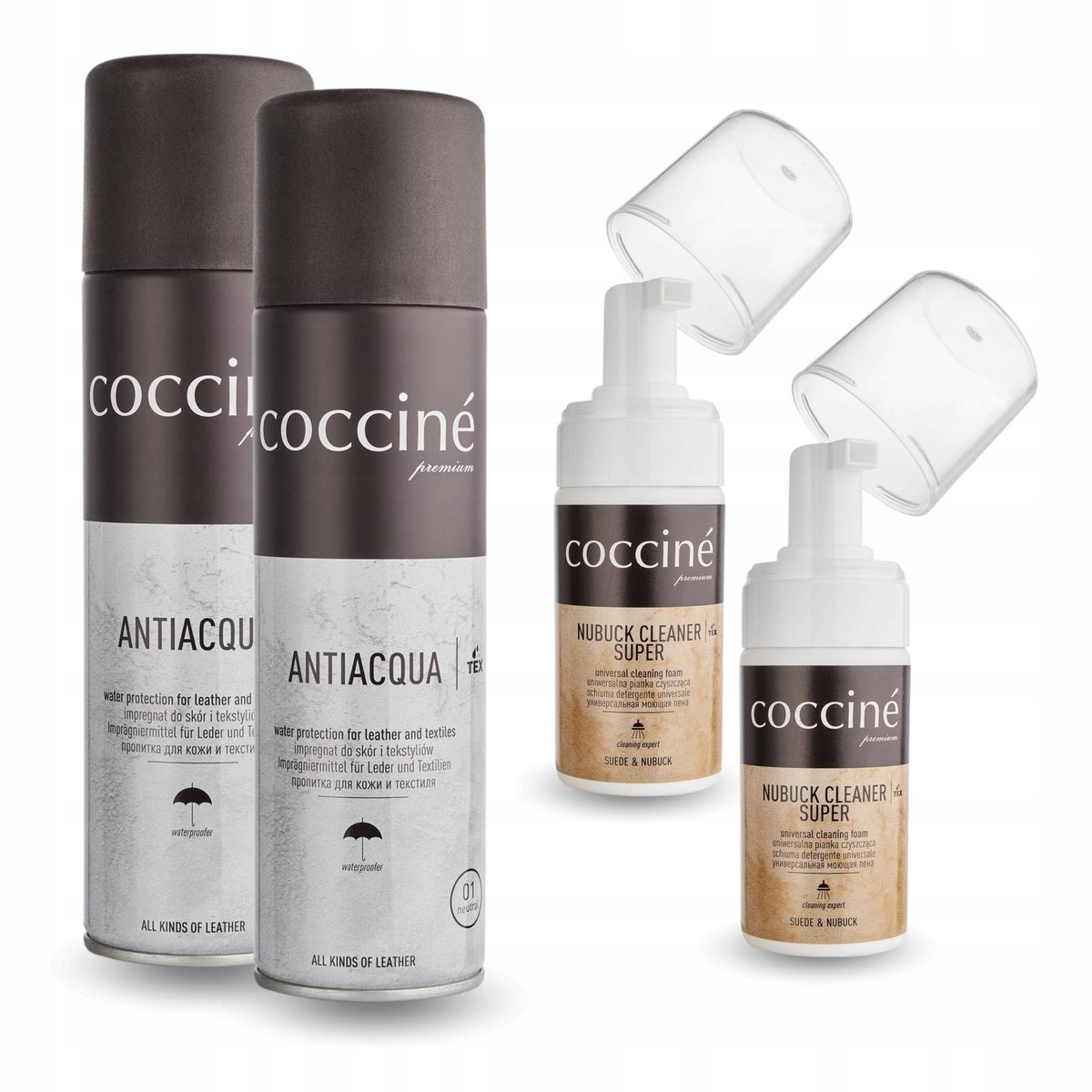 Coccine Antiacqua Zestaw 2x Impregnat i 2x Pianka do Nubuku i Zamszu