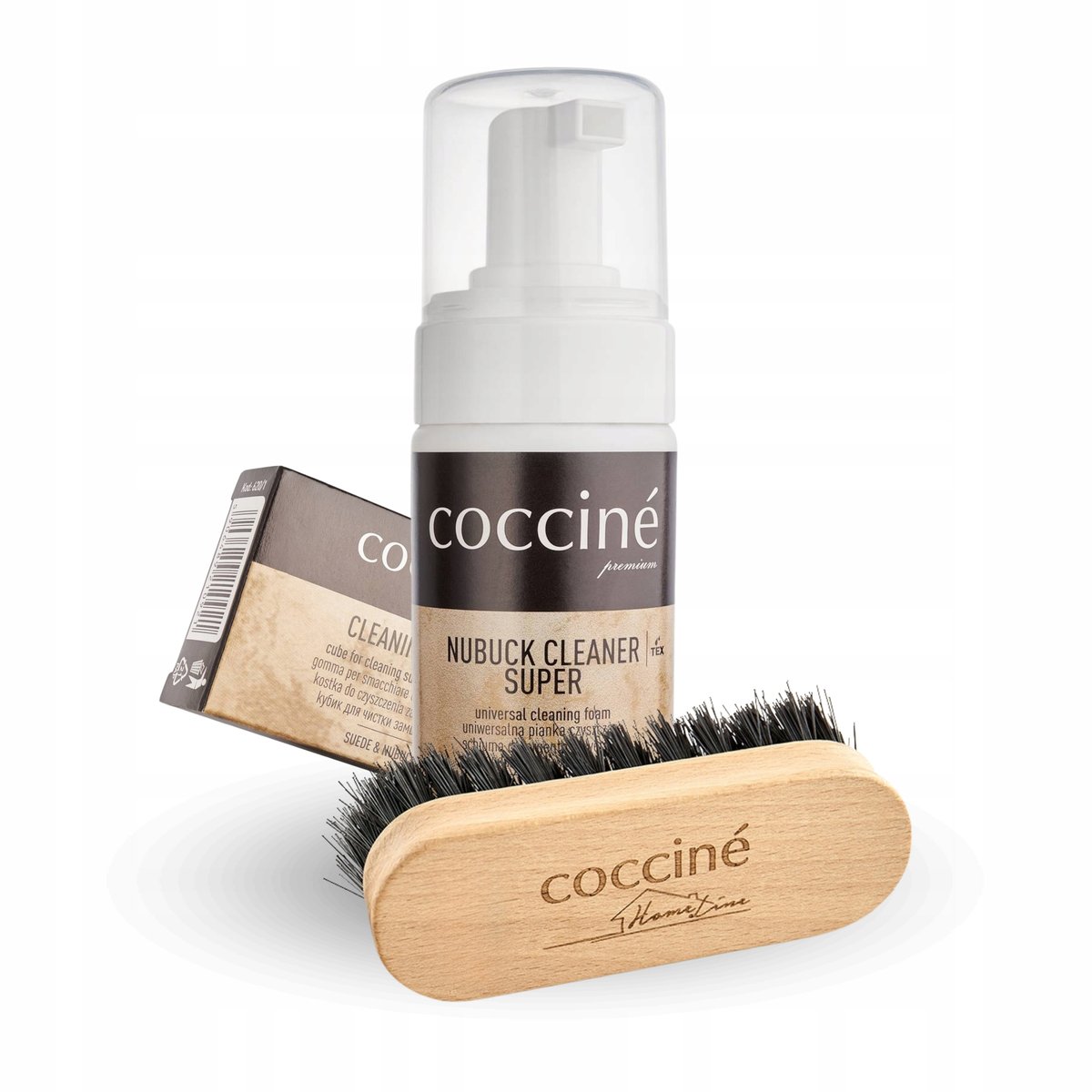 Coccine Zestaw 3w1 Clean do Czyszczenia Butów Pianka Szczotka Gumka Skóra