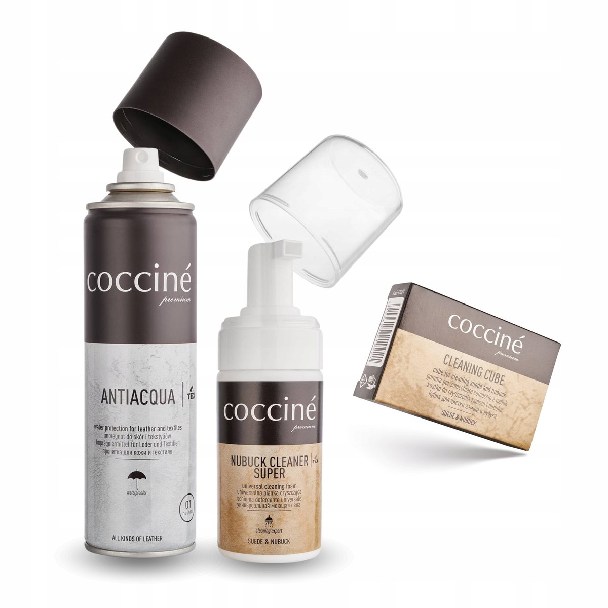 Impregnat Coccine Wodoodporny 250ml z Pianką i Gumką Czyszczącą do Zamszu