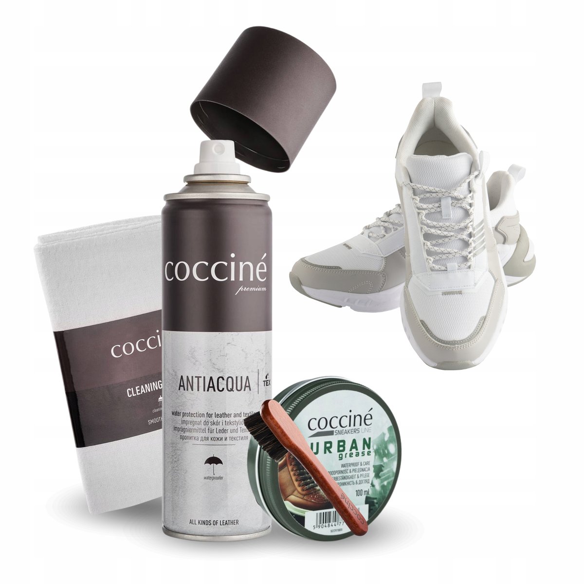 Zestaw Wodoodporny do Pielęgnacji Impregnacji Butów Sneakersów 4w1 Coccine