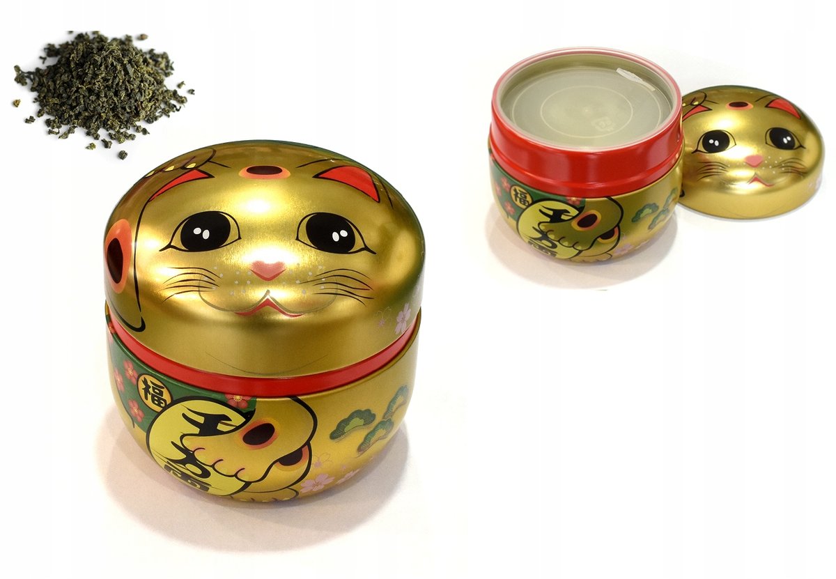 Pojemnik, puszka na herbatę Maneki Neko GOLD