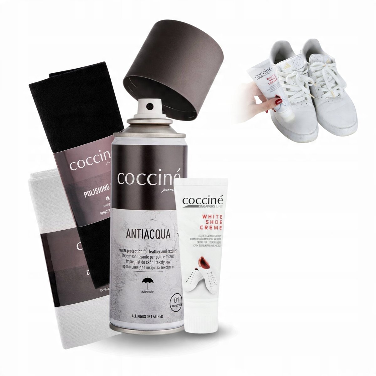 Zestaw do Czyszczenia Białych Sneakersów 4w1 Impregnat Wodoodporny Coccine