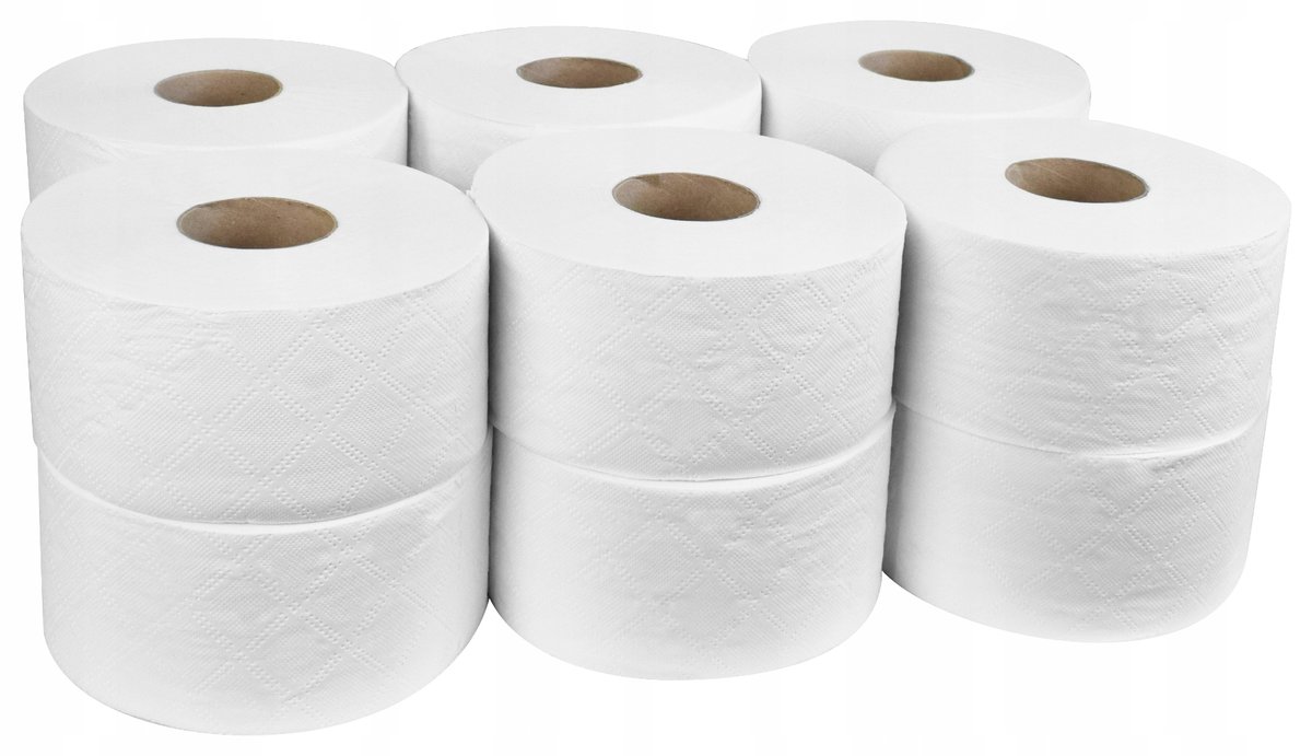 Papier toaletowy biały bezzapachowy jumbo celuloza mocny 100 m/2 w 12 sztuk