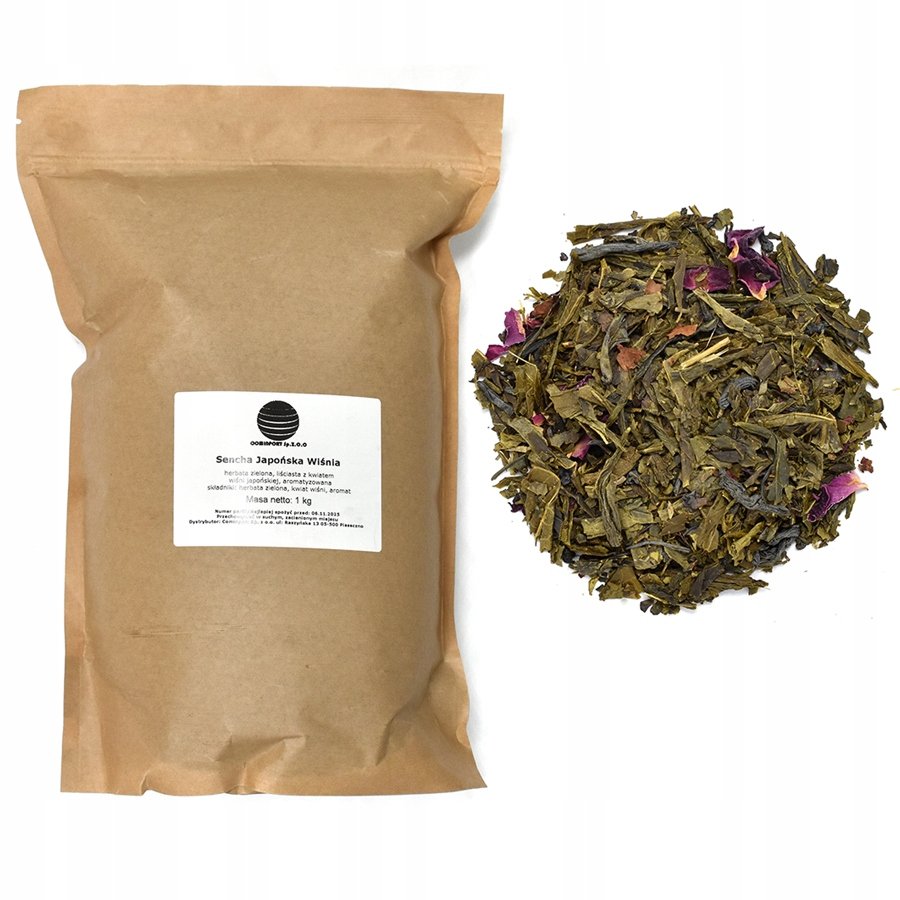 Herbata zielona Sencha Sakura z kwiatem wiśni 1kg
