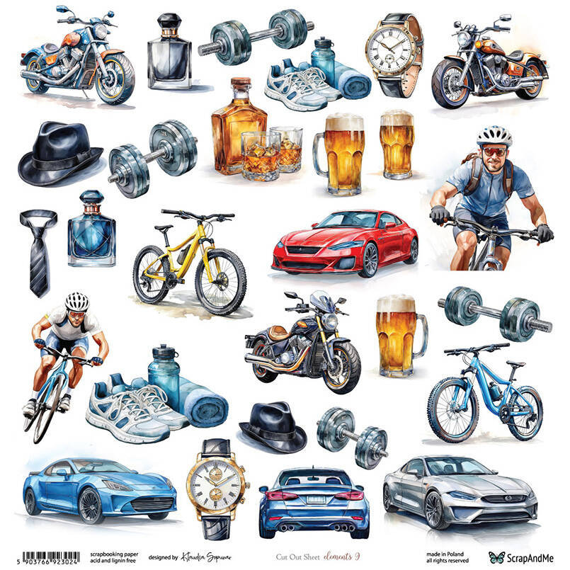 Papier Do Scrapbookingu 30X30 - Scrapandme - Elements 9 - Arkusz Do Wycinania