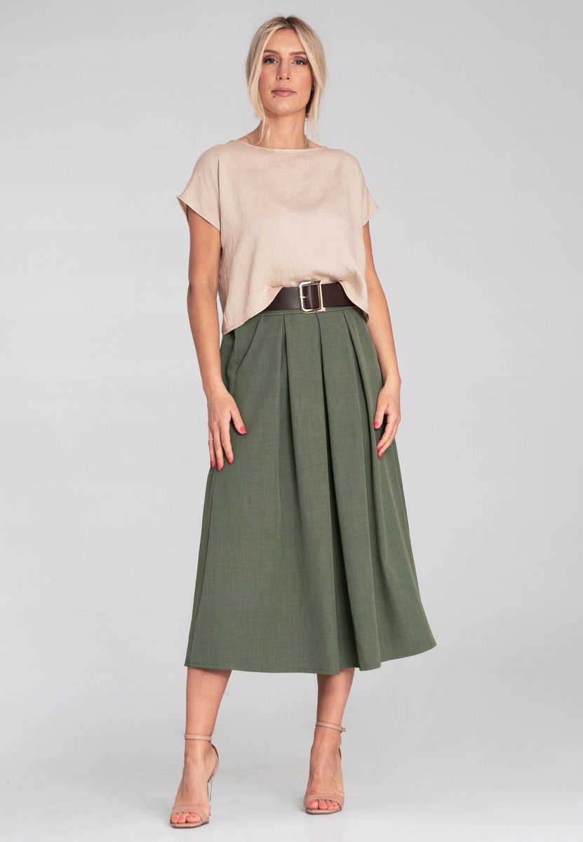 Spódnica z kieszeniami Spódnica z paskiem Zielona M1201 r. S/M
