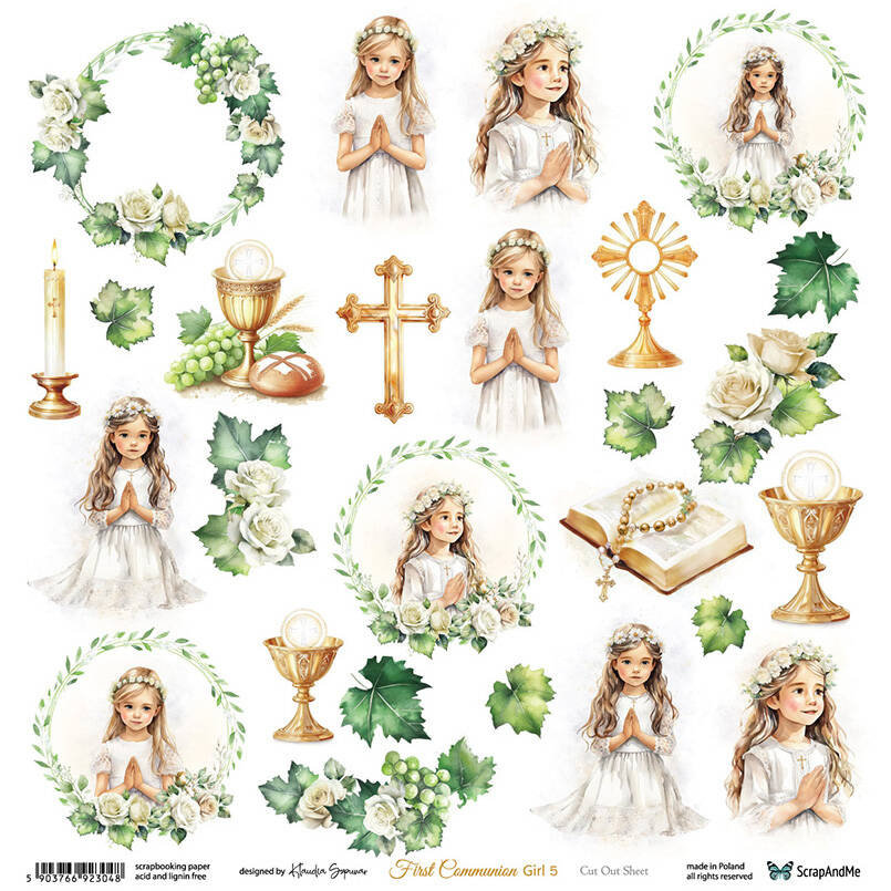 Papier Do Scrapbookingu 30X30 - Scrapandme - First Communion Girl 5 - Arkusz Do Wycinania