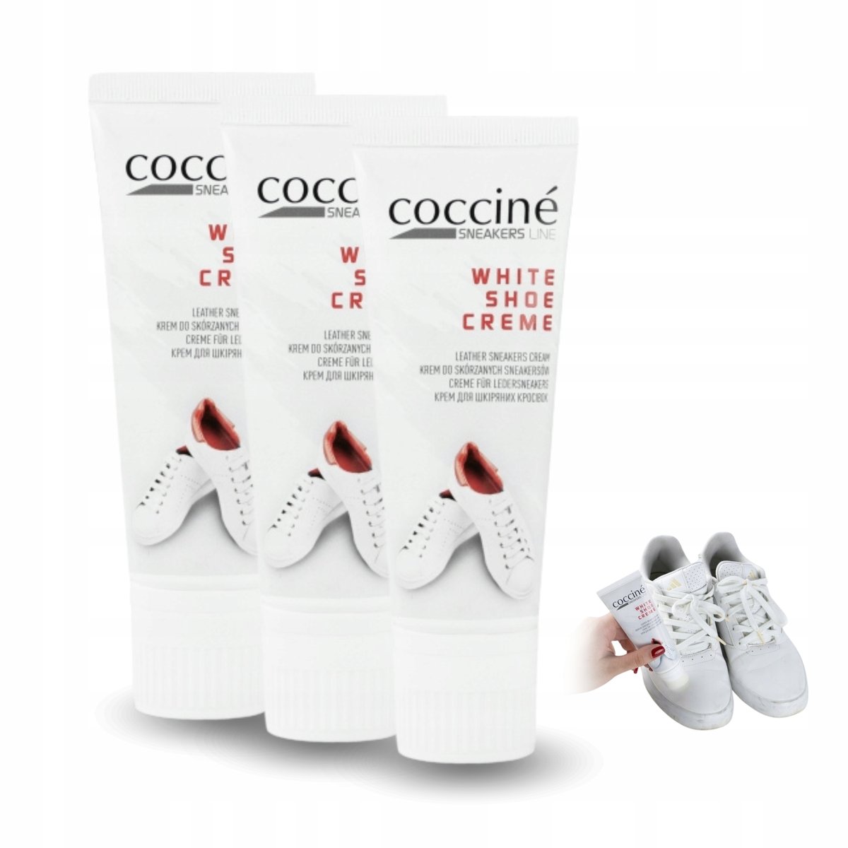 Biała Farba do Butów Sneakersów Renowator Wybielacz 3x Coccine Zestaw