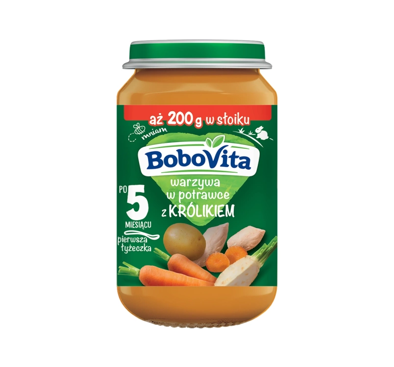 BoboVita obiadek w słoiczku po 5 miesiącu Warzywa w Potrawce z Królikiem 200 g