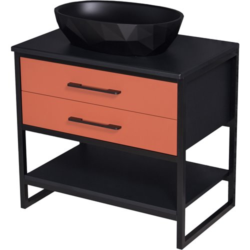 Szafka stojąca z czarną umywalką kolor ceglasty loft 80 cm seria New York