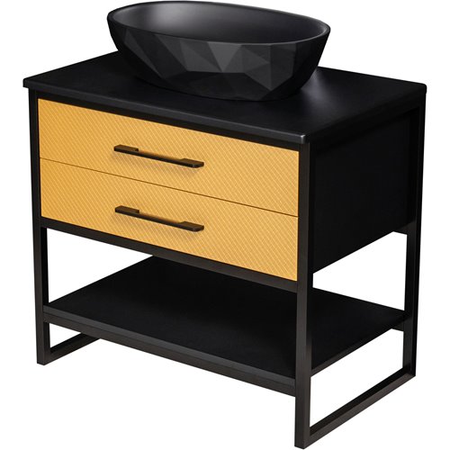 Szafka stojąca z czarną umywalką kolor czarno złoty loft 80 cm seria New York