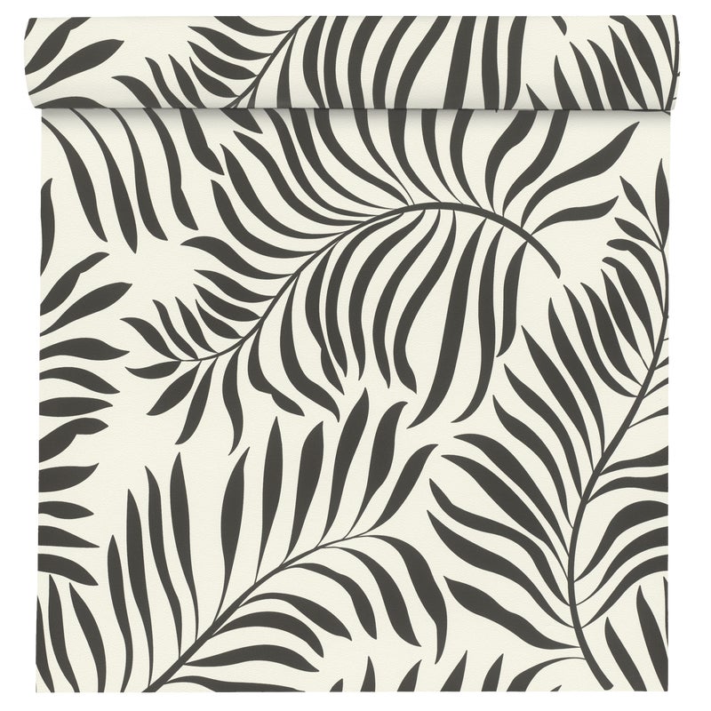 Tapeta Liście Selection Vinyl 693508 czarno-biała winylowa na flizelinie