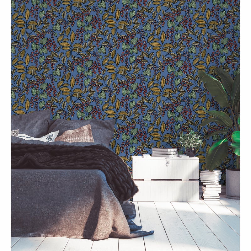 Tapeta Floral Impression 377541 niebieska winylowa na flizelinie