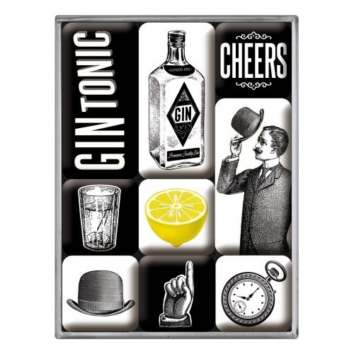Magnesy na lodówkę 9szt Gin & Tonic