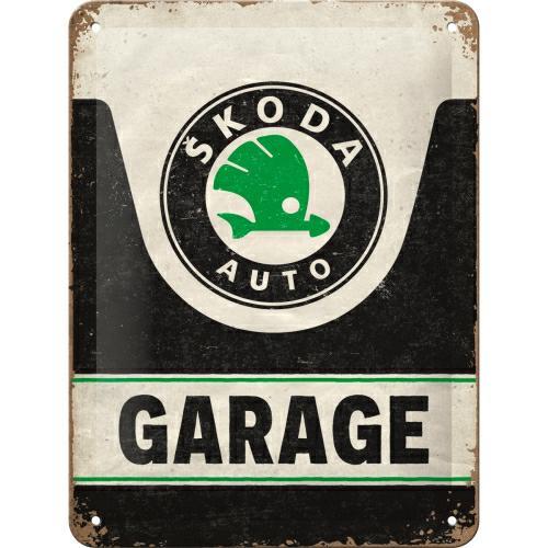 Plakat 15x20 metalowy Skoda Garage