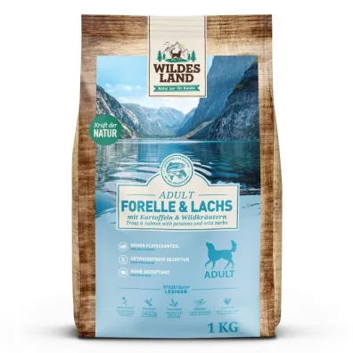 Wildes Land DOG Forelle Lachs- pstrąg i łosoś z ziemniakami i ziołami 1 kg
